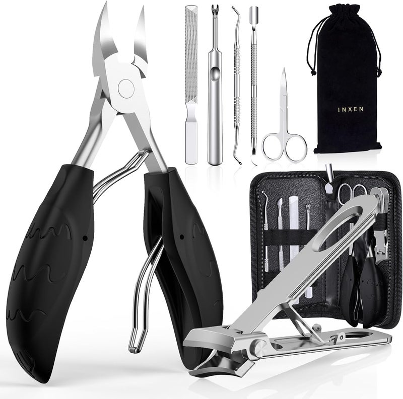 INXENG Toenail Clippers for Seniors Thick Toenails, Sharp Toe Nail Clippers Set for Men Women, Heavy Duty Fingernail Clipper Pedicure Tools for Feet, Professional Manicure and Pedicure Kit with Nail Scissors - Image 1